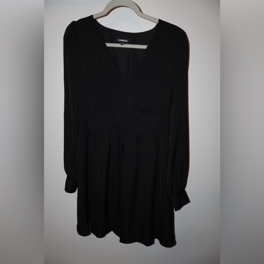 Express Black V-Neck Long Sleeve Dress